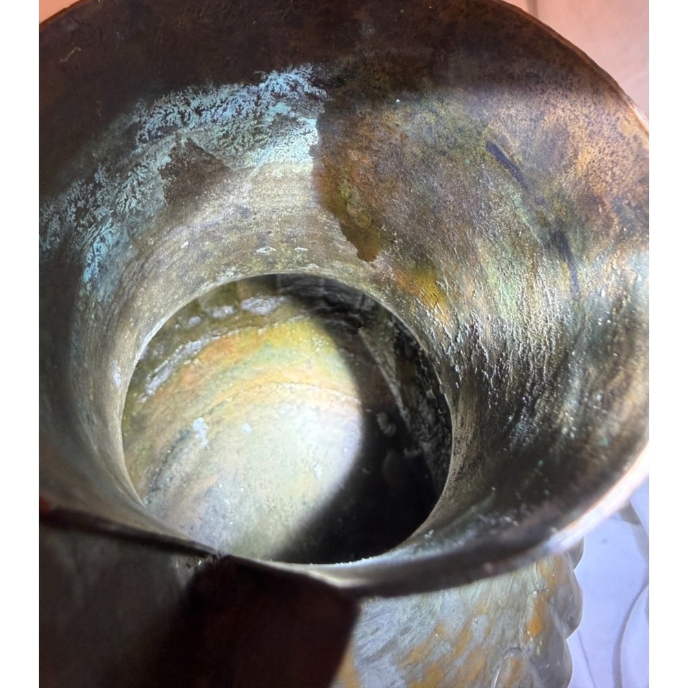 Vintage 1960s United Arab Republic Hand Hammered Tinned Copper Ewer Pitcher UAR - Picture 8 of 11